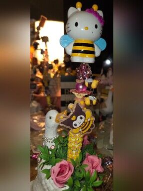 Hand Crafted Hello Kitty Bee With Flowers And A Kuromi Acrlic
